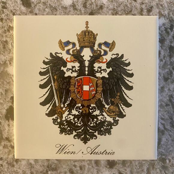 Vintage Collector Ceramic Tile Trivet 6 x 6 Wien (Vienna) Austria Coat of Arms - Picture 1 of 5